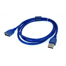 USB线厂家 USB延长线usb2.0数据线加长蓝色1.5米纯铜带屏蔽连接线