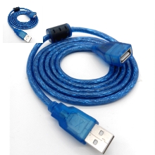 USB线厂家 USB延长线usb2.0数据线加长蓝色1.5米纯铜带屏蔽连接线